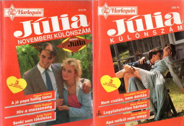 Nora Roberts, Anne Mather, Pepper Adams Elizabeth Krueger - 4 db Jlia klnszm 1993/5. tli klnszm + 1994/2. tavaszi klnszm + 1995/8. novemberi klnszm + 1996/2 klnszm