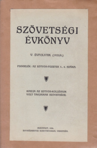 Szvetsgi vknyv V. vfolyam (1925/6.)