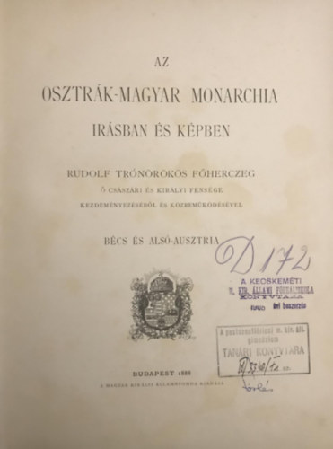 Az Osztrk-Magyar Monarchia rsban s kpben II. ktet - Bcs s Als-Ausztria