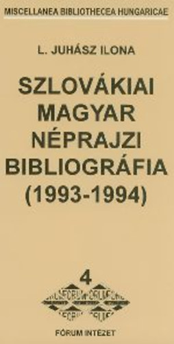 Szlovkiai magyar nprajzi bibliogrfia (1993-1994)