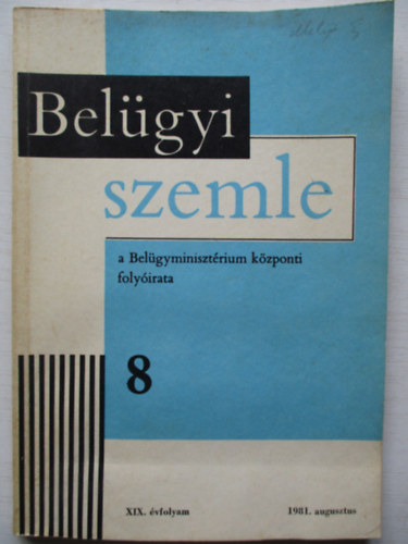 Belgyi szemle 1981/8 augusztus