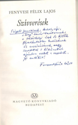 Fenyvesi F�lix Lajos - Sz�vver�sek - dedik�lt