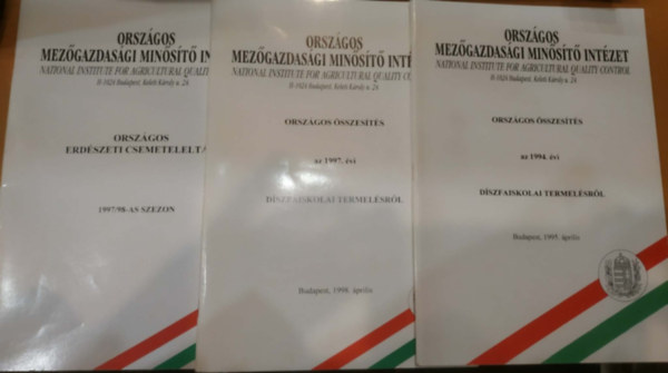 3 db Orsz�gos mez�gazdas�gi min�s�t� int�zet: Orsz�gos erd�szeti csemetelelt�r 1997/98-as szezon + Orsz�gos �sszes�t�s d�szfaiskola termel�sr�l 1994. �vi �s 1997. �vi