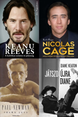 Keith Phipps, Shawn Levy, Diane Keaton Alex Pappademas - 4 db könyv filmsztárokról: Játszd újra, Diane + Keanu Reeves - A kultikus színész és jelenség + Nicolas Cage - Hollywood nyughatatlan csillaga + Paul Newman