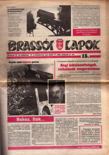 Bres Katalin  (szerk.), Br Bla (szerk.), Both Csaba (szerk.), Dragus Gyngyvr (szerk.), Gbor Ilona (szerk.), Gergely Tams (szerk.), Vsrhelyi Katalin (szerk.) Balzs Jnos (szerk.) - Brassi Lapok IV. sorozat 9. vfolyam 431. szm 1998. prilis 17-23.