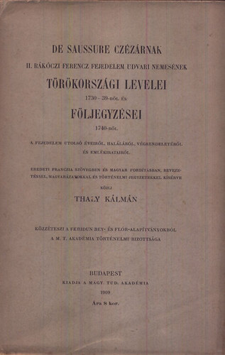 Thaly Klmn  (kzli) - De Saussure czzrnak trkorszgi levelei s fljegyzsei
