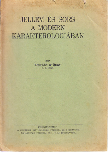 Jellem �s sors a modern karakterologi�ban