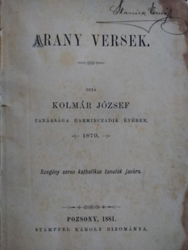 Kolmr Jzsef - Arany versek