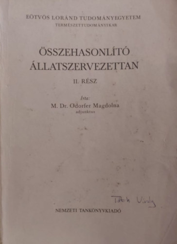 M. Dr. Odorfer Magdolna - Összehasonlító állatszervezettan II.