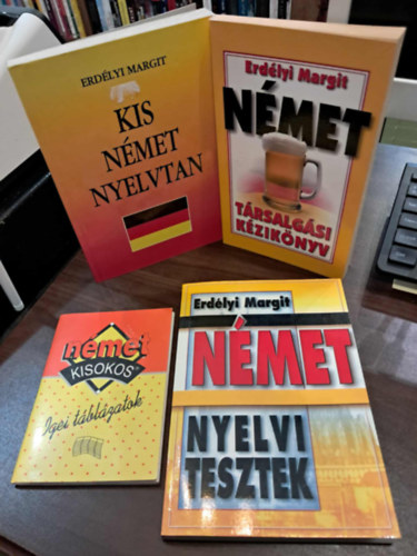 Erdlyi Margit - 4 db-os nmet nyelvknyv KNYVMENT AJNLAT: Nmet kisokos - igei tblzatok, Nmet trsalgsi kziknyv, Kis nmet nyelvtan, Nmet nyelvi tesztek