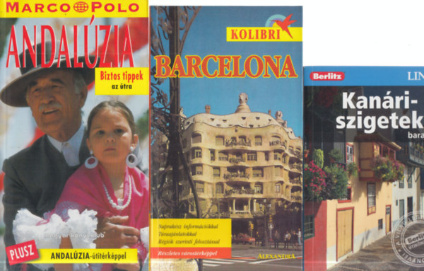 3 db. útikönyv: Andalúzia + Kanári-szigetek + Barcelona
