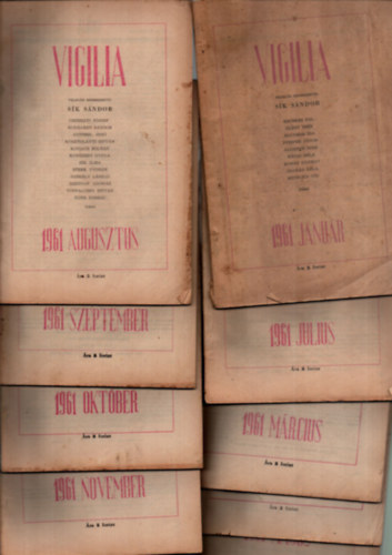 S�k S�ndor  S�k S�ndor (szerk.) - Vigilia 1961/janu�r, m�rcius, �prilis, m�jus, j�nius, j�lius, augusztus, szeptember, okt�ber, november, december.