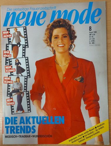 Die vielseitige Frauenzeitschrift - Neue Mode August 1988