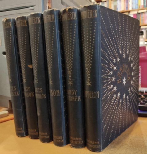 6 db Karriérek kötet: Híres zenészek; Nagy tudósok; Híres feltalálók; Edison; Nagy katonák; Napoleon