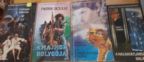 Isaac Asimov, William Kotzwinkle, George Lucas Pierre Boulle - 4 db sci-fi: George Lucas: A csillagok hborja, William Kotzwinkle: E.T. A zld bolyg knyve, Isaac Asimov: A halhatatlansg halla, Pierre Boulle: A majmok bolygja