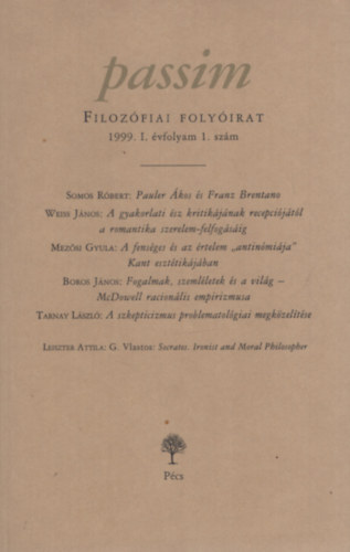 Passim (Filozfiai Folyirat) 1999/1.