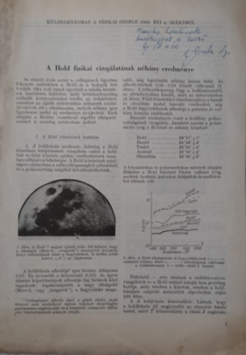 Hdervri Pter - A Hold fizikai vizsglatnak nhny eredmnye