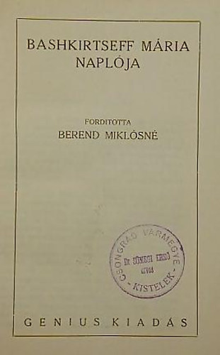 Berend Miklósné (ford.) - Bashkirtseff Mária naplója