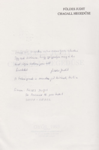 Földes Judit - Chagall hegedűse (Dedikált)