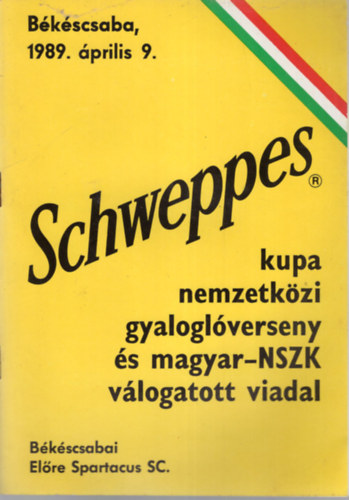 Giczei CSaba - Schweppes kupa nemzetkzi gyaloglverseny s magyar NSZK vlogatott viadal  1989. prilis 9.