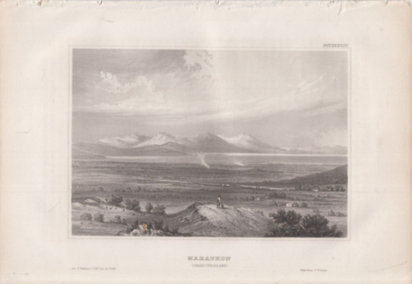 Marathon (Griechenland) (Marathon, Görögország, Európa) (16x23,5 cm méretű eredeti acélmetszet, 1856-ból)