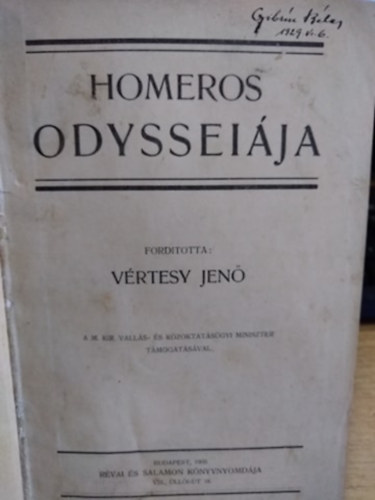 Homeros - Homeros Odysseiája - fordította Vértesy Jenő