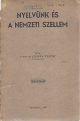 Szak�tsi Csorba Ferenc - Nyelv�nk �s a nemzeti szellem