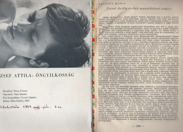 Szabolcsi G�bor, Sinka Erzs�bet Baloghy M�ria - J�zsef Attila - K�l�nb�z� irodalomt�rt�neti foly�iratokb�l ( 8 db egy�tt, a k�pen l�that� sz�mok )