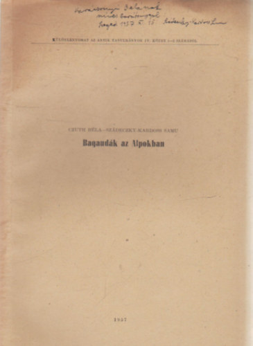 Sz�deczky-Kardoss Samu Czuth B�la - Bagaud�k az Alpokban - K�l�nlenyomat - Dedik�lt