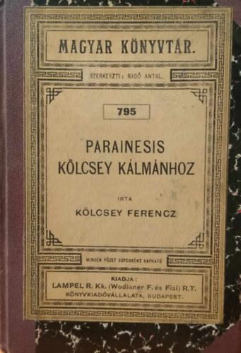 K�lcsey Ferenc - Parainesis K�lcsey K�lm�nhoz