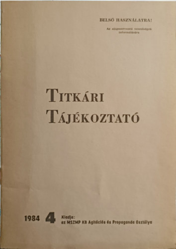 Titkri tjkoztat 1984/4