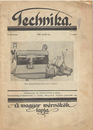 Technika: A magyar mrnkk lapja 1929. prilis