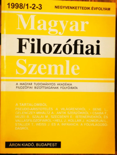 Magyar Filozófiai Szemle 1998/1-2-3