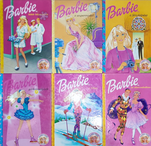 6db Barbie knyv - Barbie a hban; Barbie grkorcsolyzik; Barbie a fnykpsz; Barbie fehr kpenyben; Barbie a szupermodell; Barbie az larcosblban
