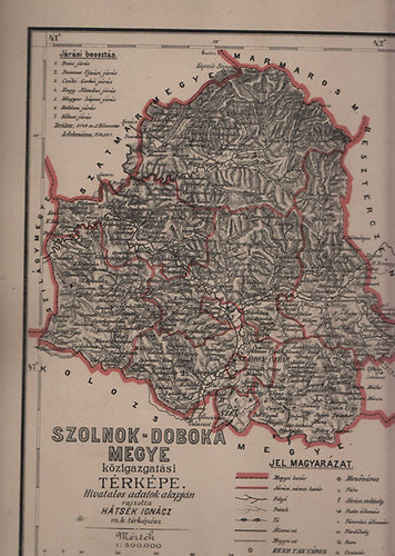 Htsek Igncz - Szolnok-Doboka megye kzigazgatsi trkpe