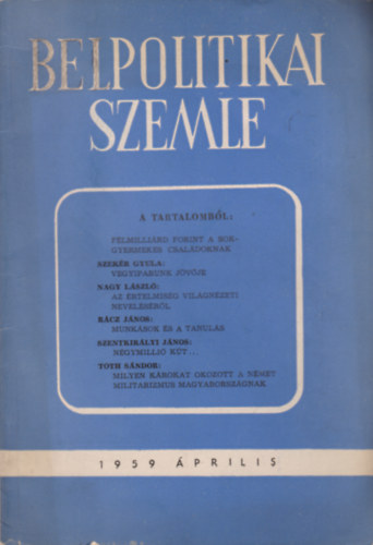 Belpolitikai szemle 1959 �prilis