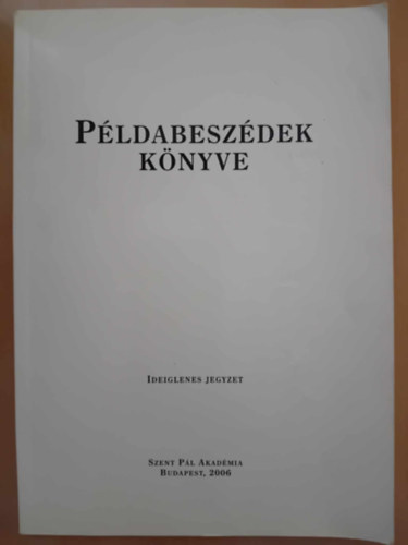 Pldabeszdek knyve Ideiglenes jegyzet