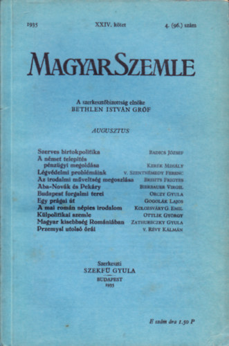 Magyar Szemle 1935. �v XXIV. k�tet 4.(96.) sz�m