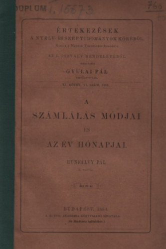 Hunfalvy Pl - A szmlls mdjai s az v hnapjai