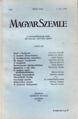 Magyar Szemle 1935. februr XXIII. ktet 2. (90.) szm