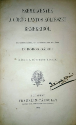 Szemelv�nyek a g�r�g lantos k�lt�szet remekeib�l